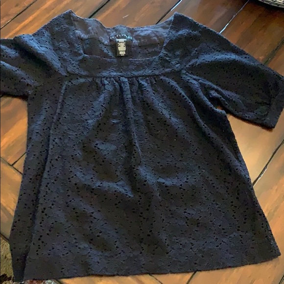 Apostrophe Tops - Black eyelet short sleeve top